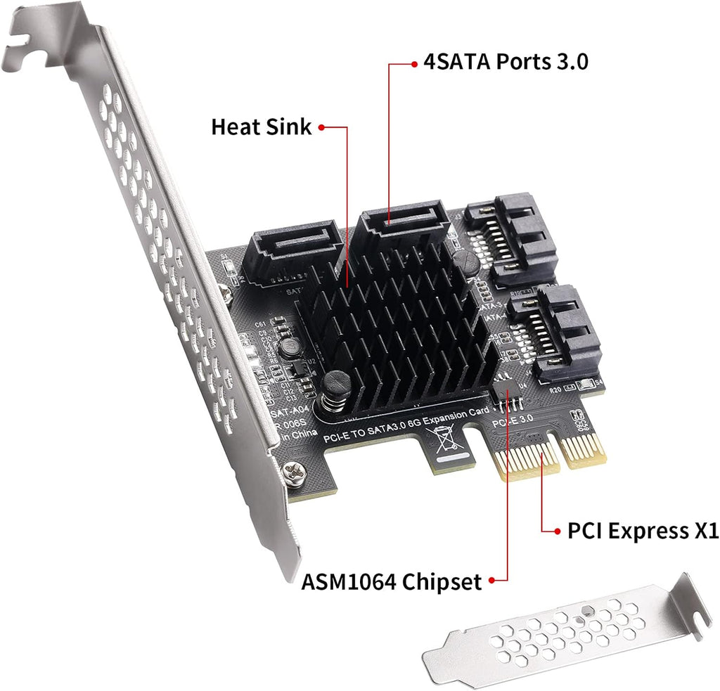 PCIe SATA Card 4 Port Expansion Card A6365