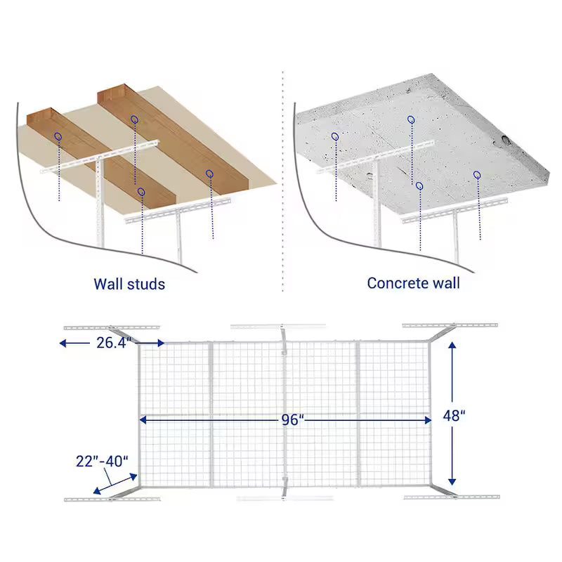 Adjustable Height Overhead Ceiling Mount Garage Rack in White E460