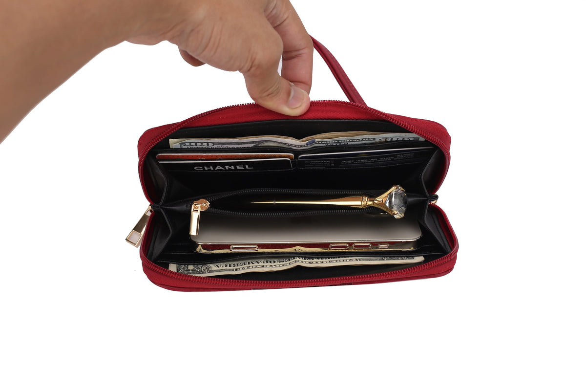 Red Vegan Leather Tote Bag & Wristlet Wallet Z1553