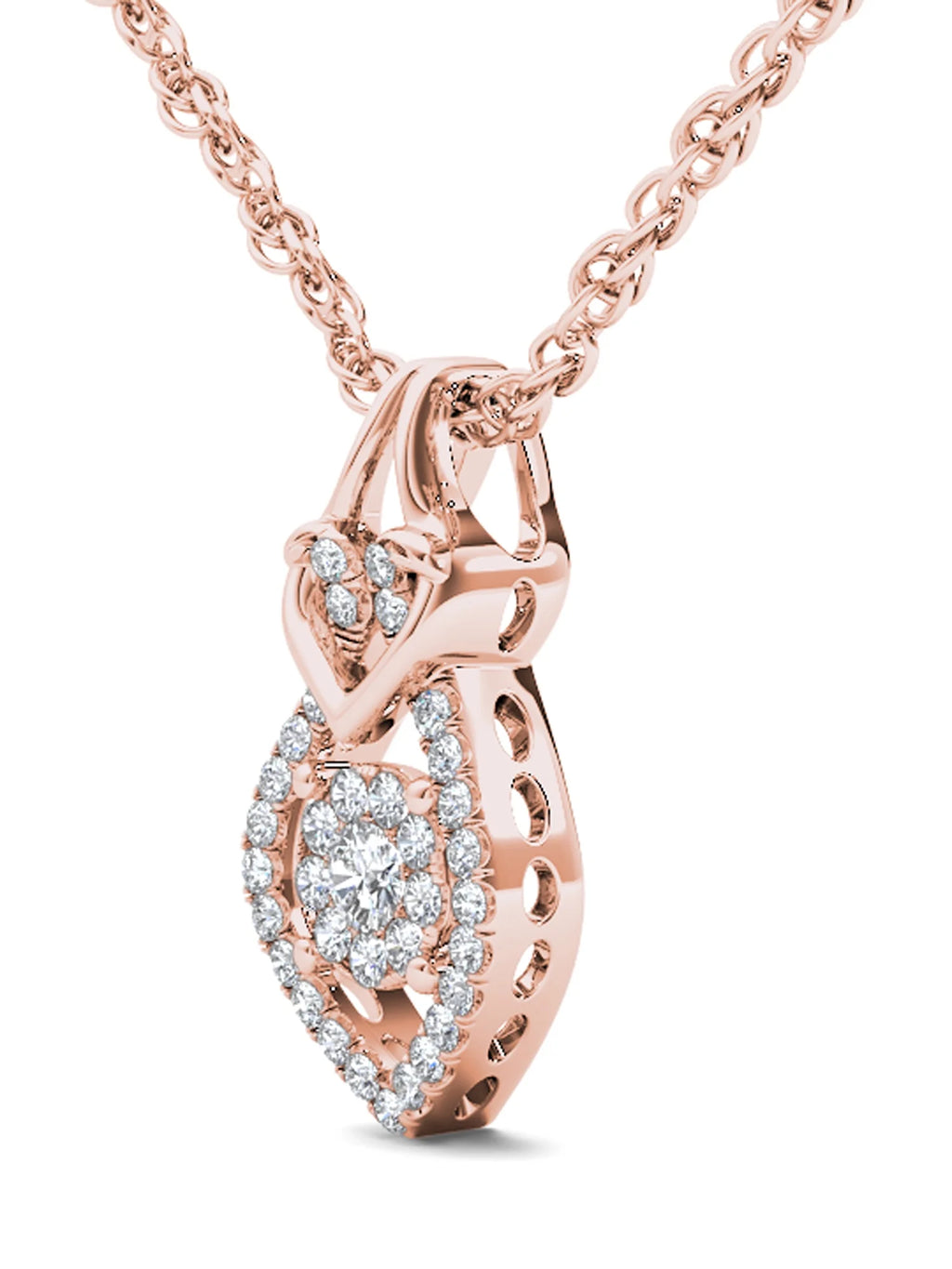 10K Rose Gold Diamond Teardrop Necklace X9611