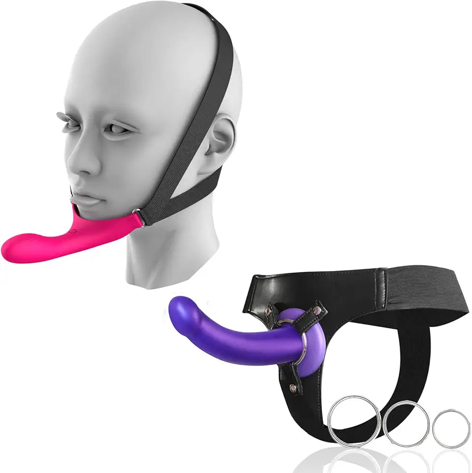 Adjustable Strap-On Harness with 7.5” Curved Liquid Silicone Dildo N232