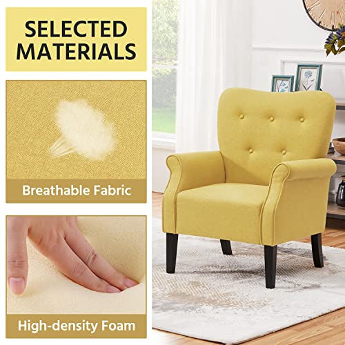 Modern Fabric Accent Chair with Wood Legs and High Back, Dark Gray V737