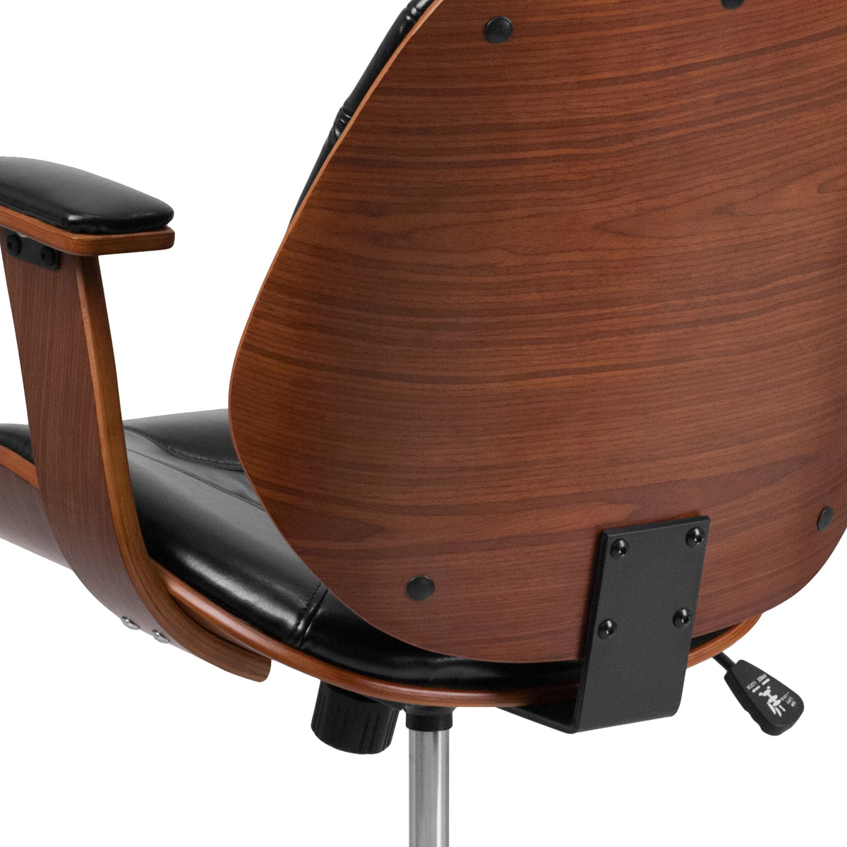 Black LeatherSoft Mid-Back Ergonomic Swivel Office Chair with Arms C137284