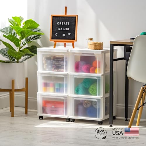White 2-Pack Plastic 3-Drawer Rolling Cart with Wheels L48214