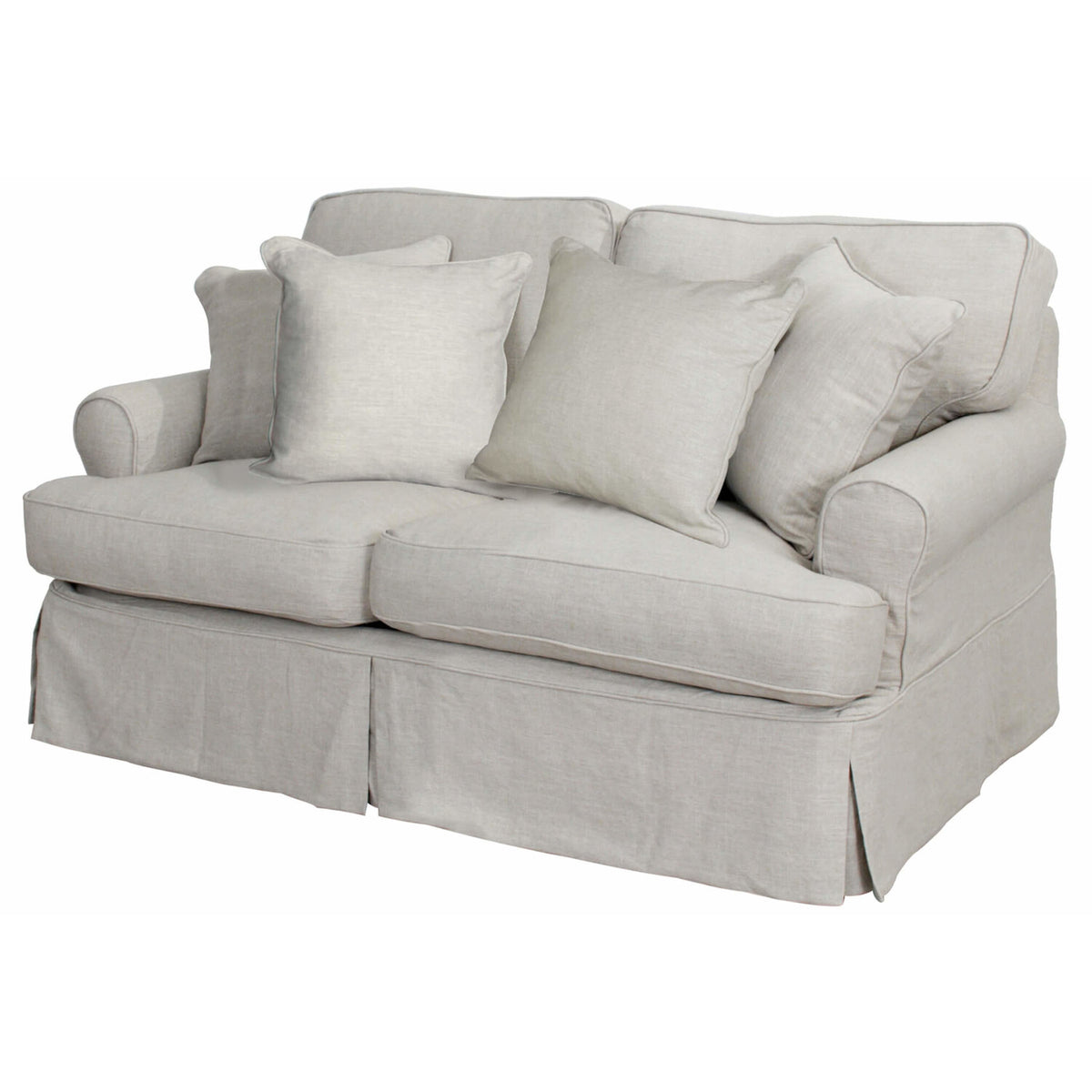 Light Gray Fabric Slipcovered Loveseat M5000
