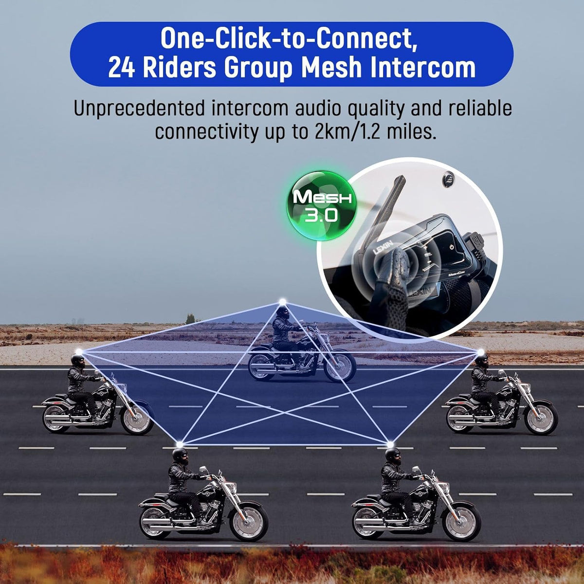 4 Pack Motorcycle Bluetooth Headset Mesh Intercom S4743