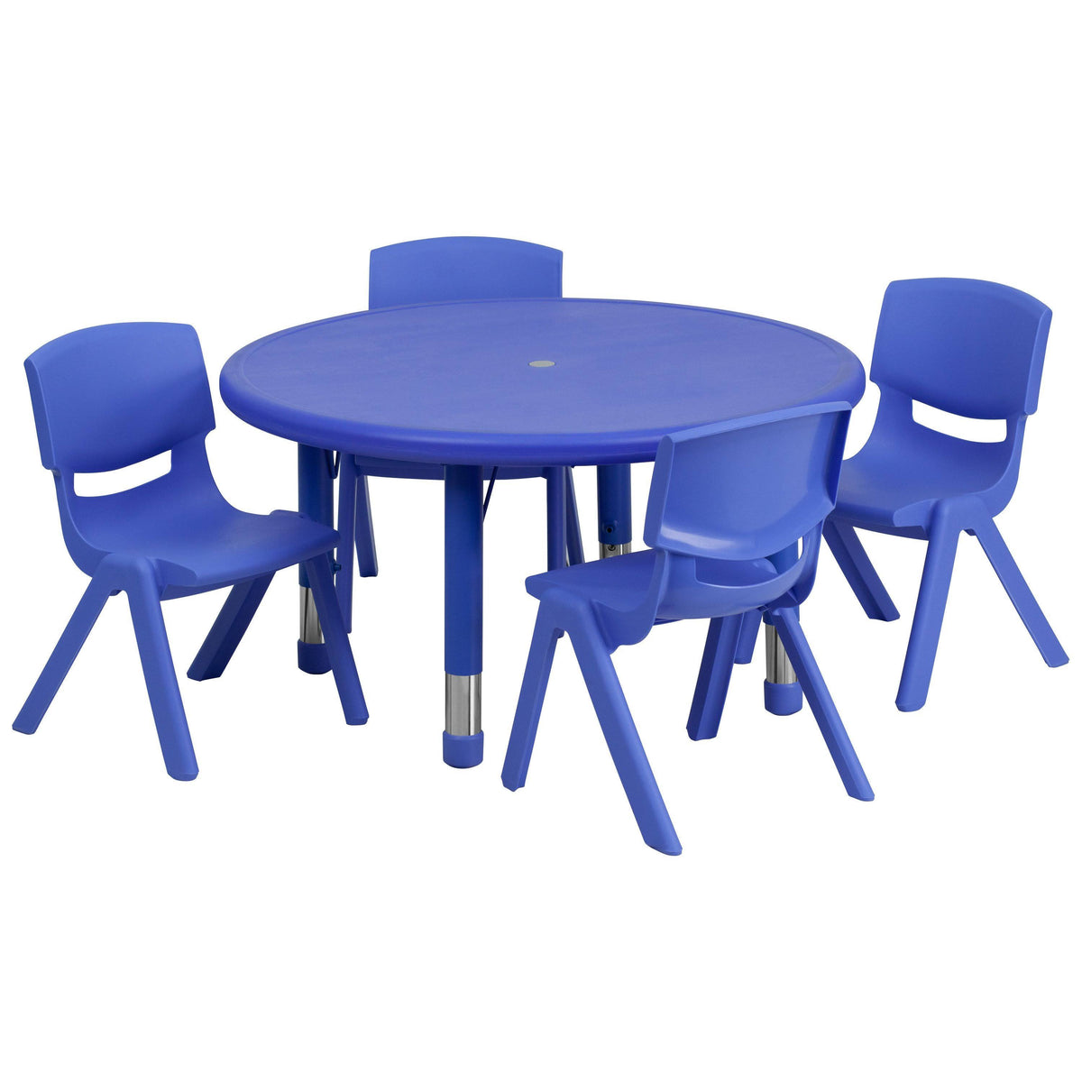 Blue Plastic Height Adjustable Activity Table Set with 4 Chairs C8922