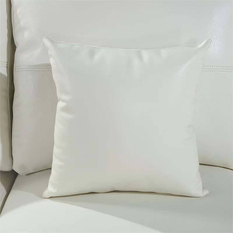 White Faux Leather Sectional with Ottoman U4040