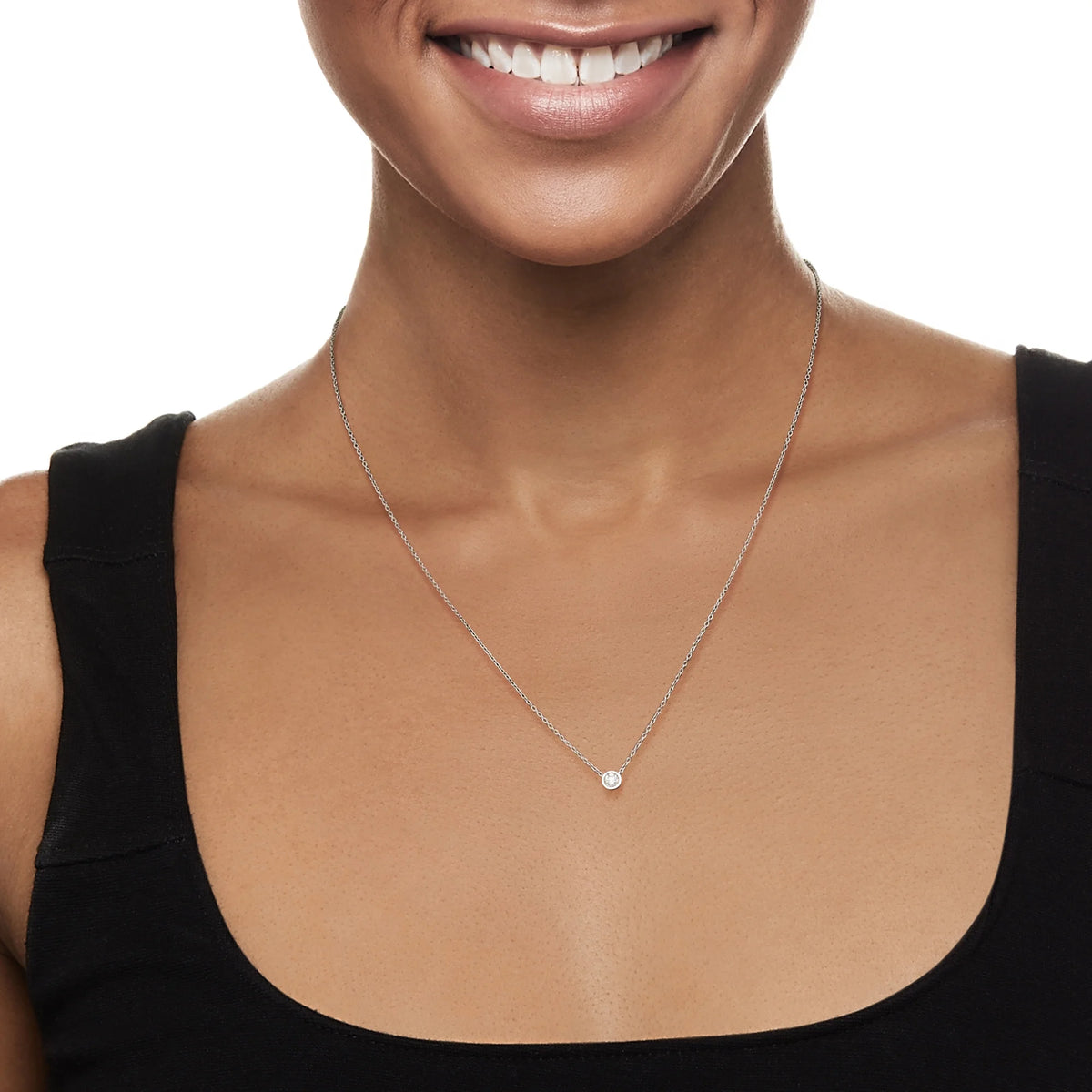 0.15 Carat Bezel-Set Lab-Grown Diamond Necklace in Sterling Silver V403