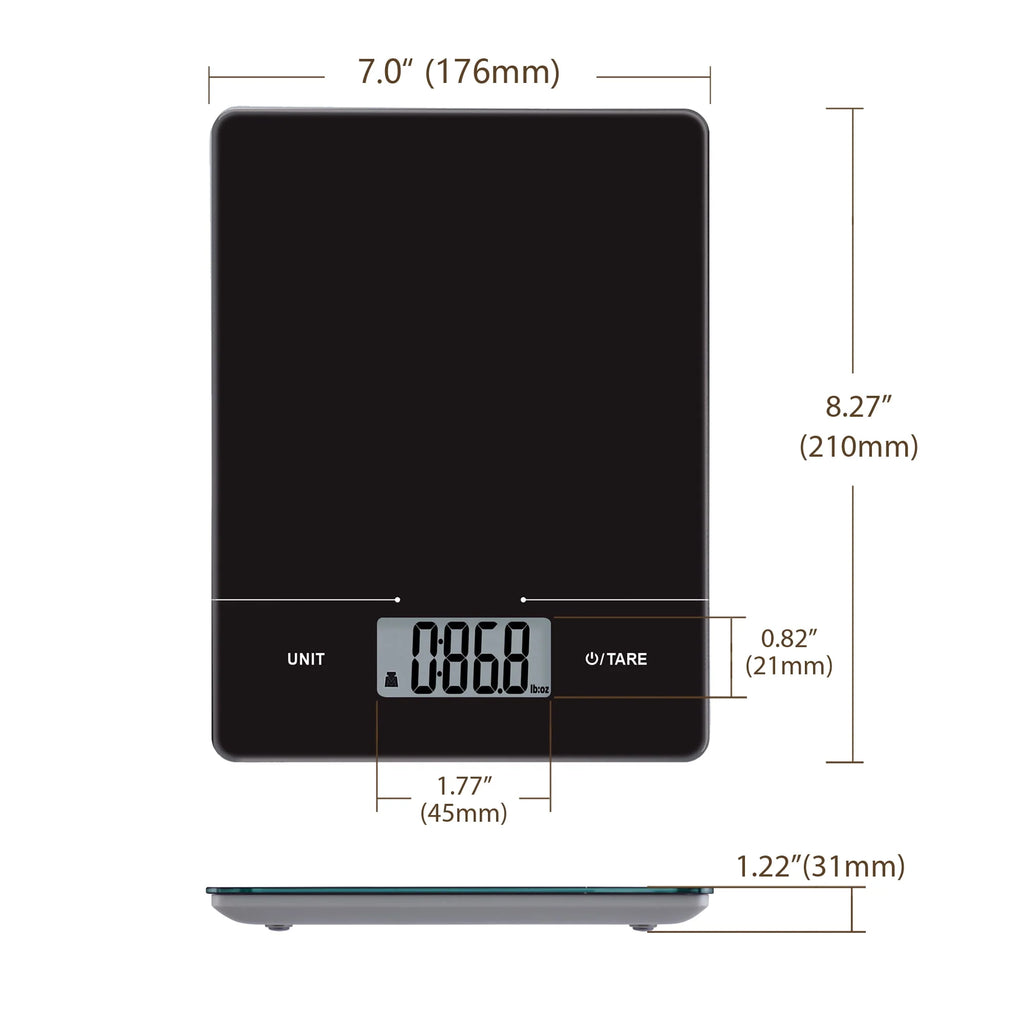 Tempered Glass Digital Scale, Black K861778