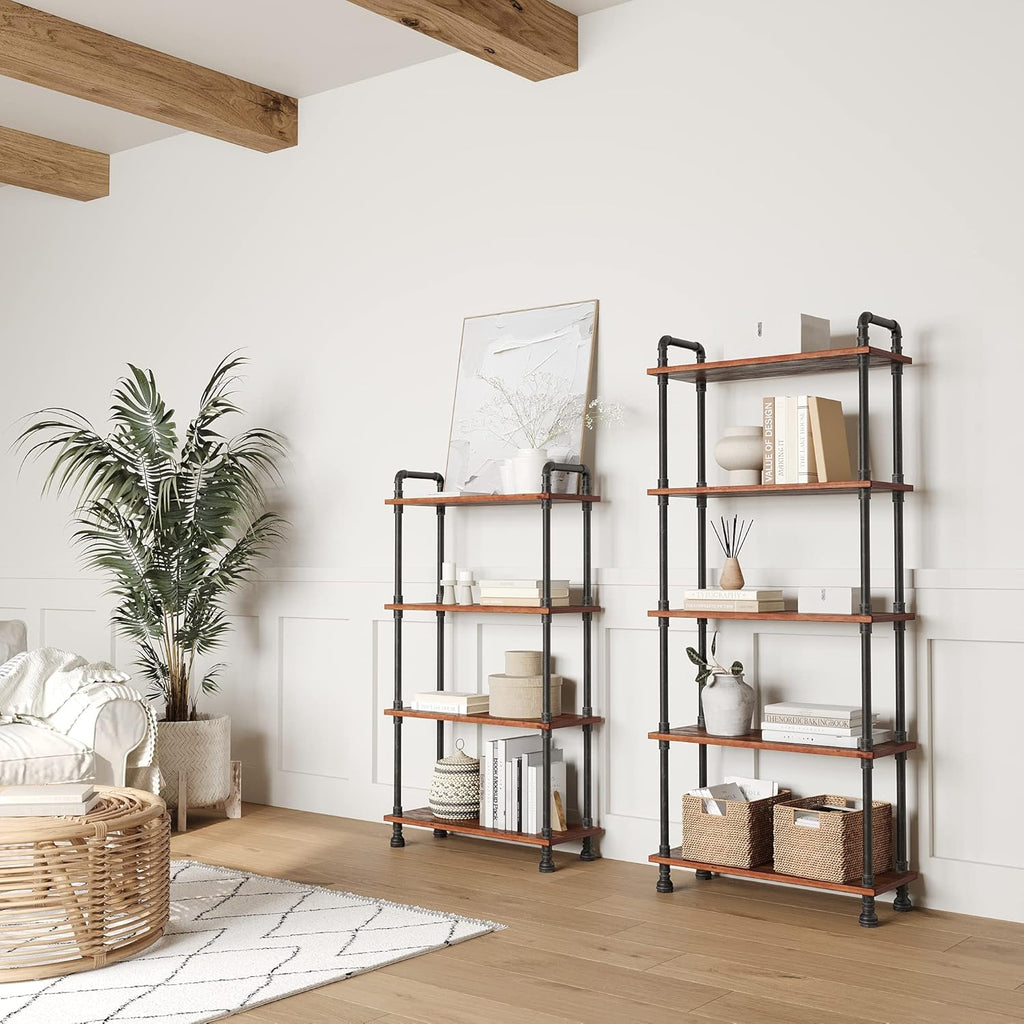 5-Tier Solid Pine Open Wood Bookcase, Brown N9128
