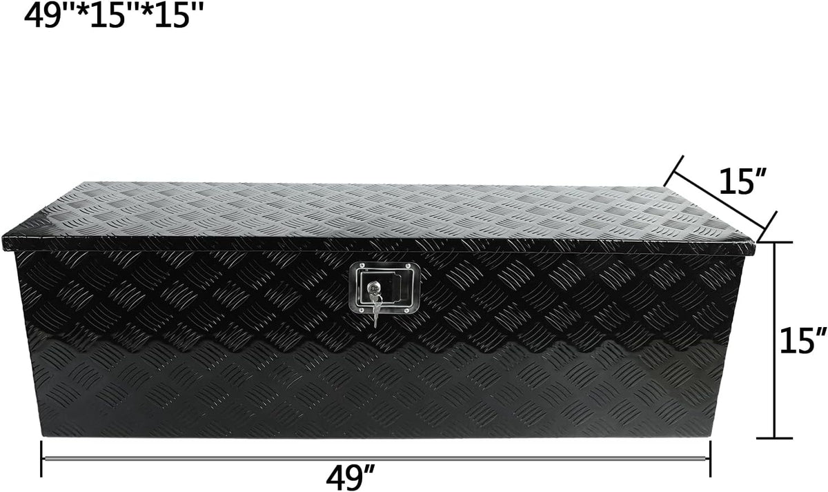 Black Aluminum Truck Bed Tool Box with Lock & Keys N886