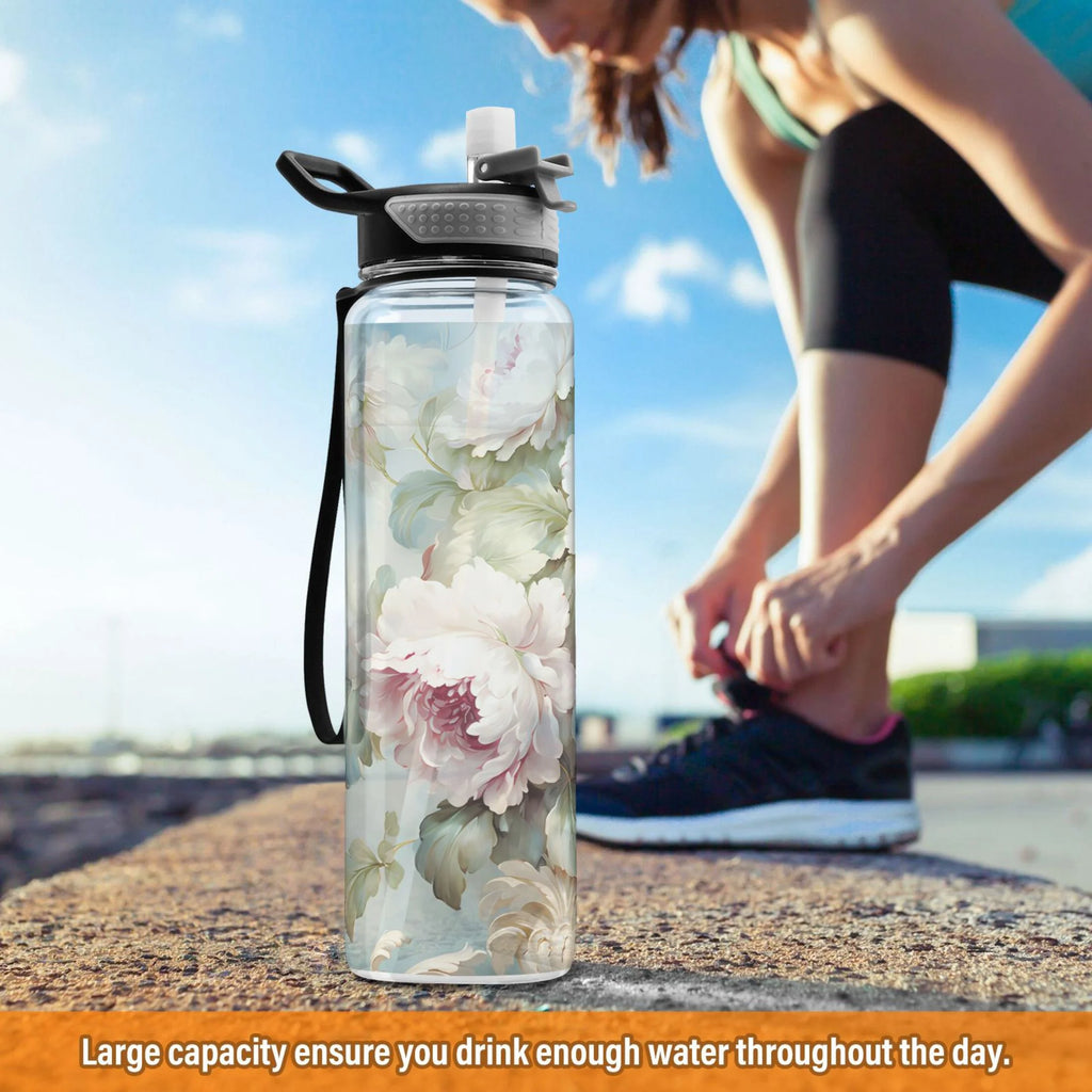 Clear 32oz Tritan Water Bottle with Straw P9932