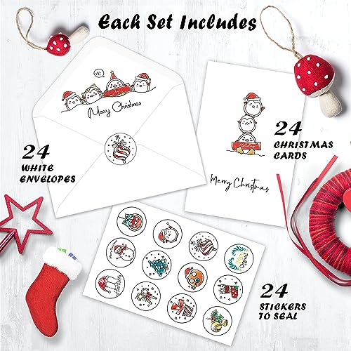 Pack of 24 Merry Christmas Cards with Envelopes, 4" x 6" K165882
