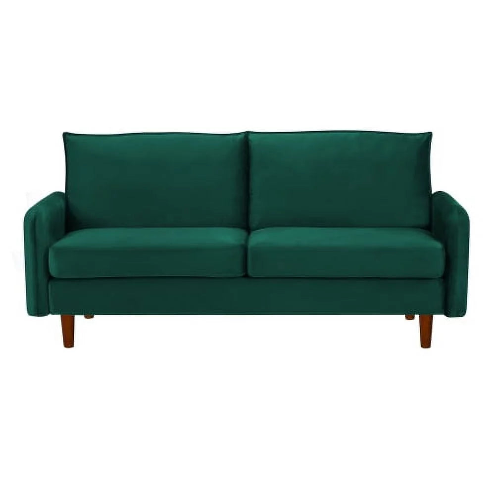 Green Velvet Loveseat with Wood Legs Z1492