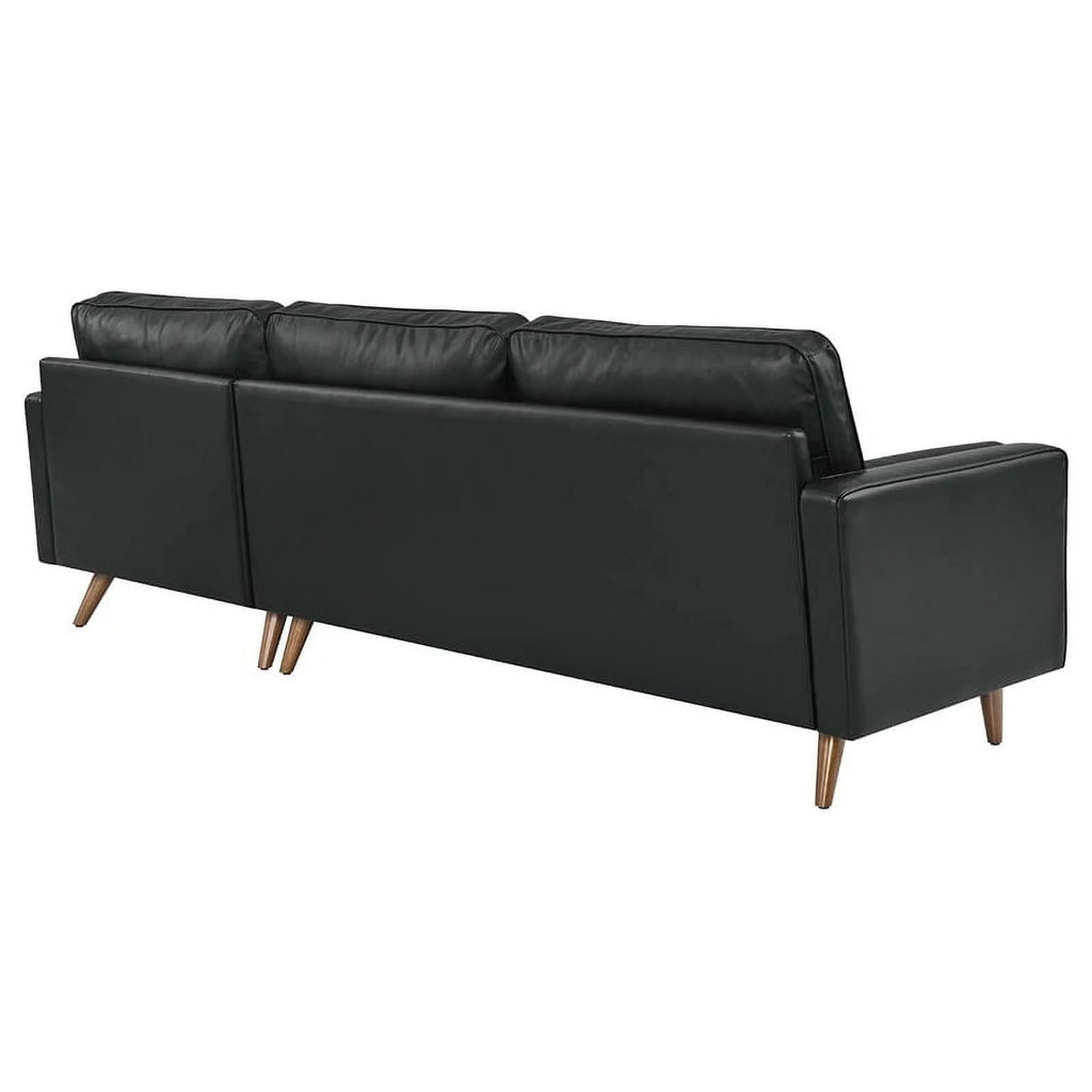 Black Leather Sectional Sofa O685