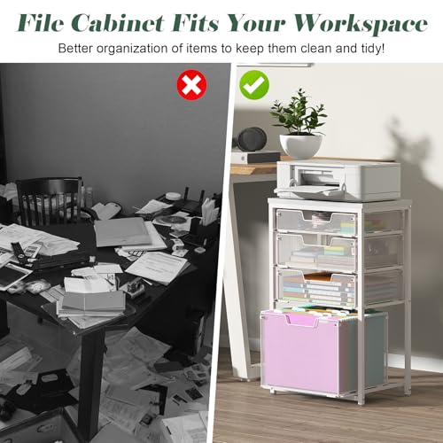 White 4 Drawer Rolling File Cart with Wheels F30089