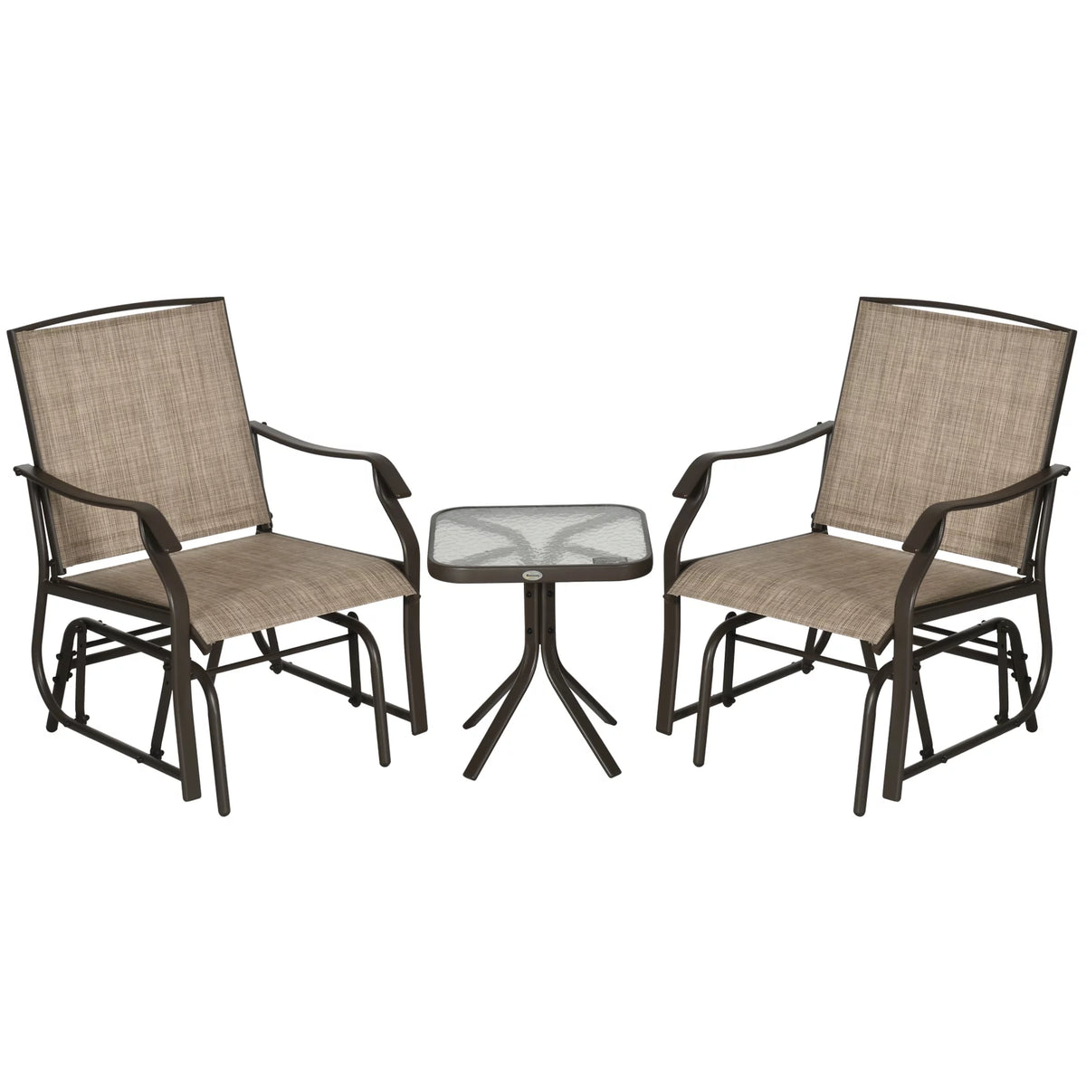 3 Pc Sling Fabric Rocking Glider Chair with Table Set S12502