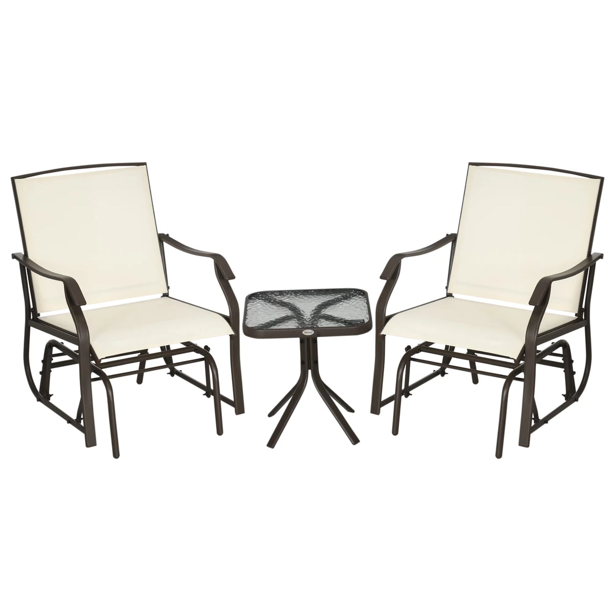 3 Pc Sling Fabric Rocking Glider Chair with Table Set S12502