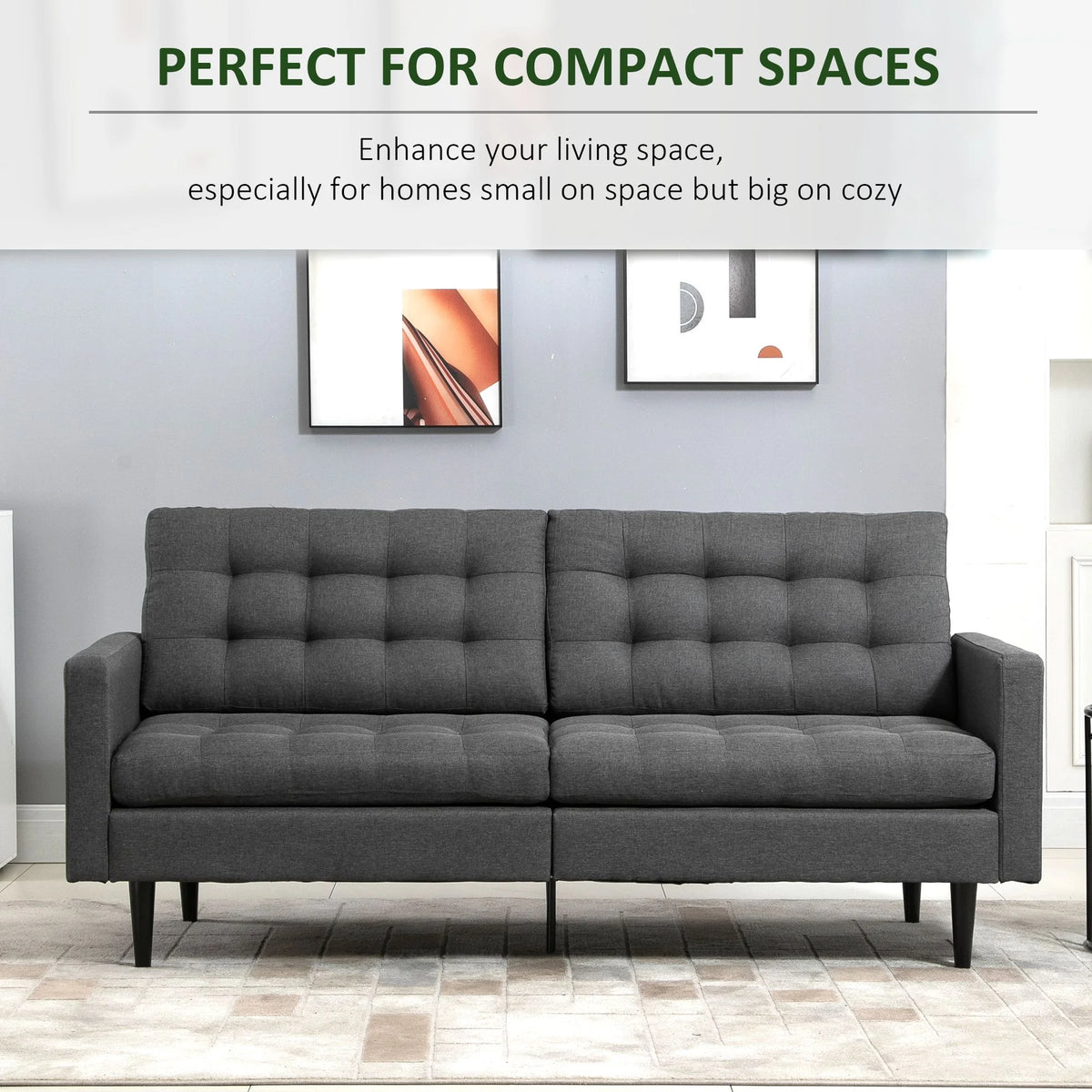 Grey Linen Fabric Convertible Sofa Bed B8057