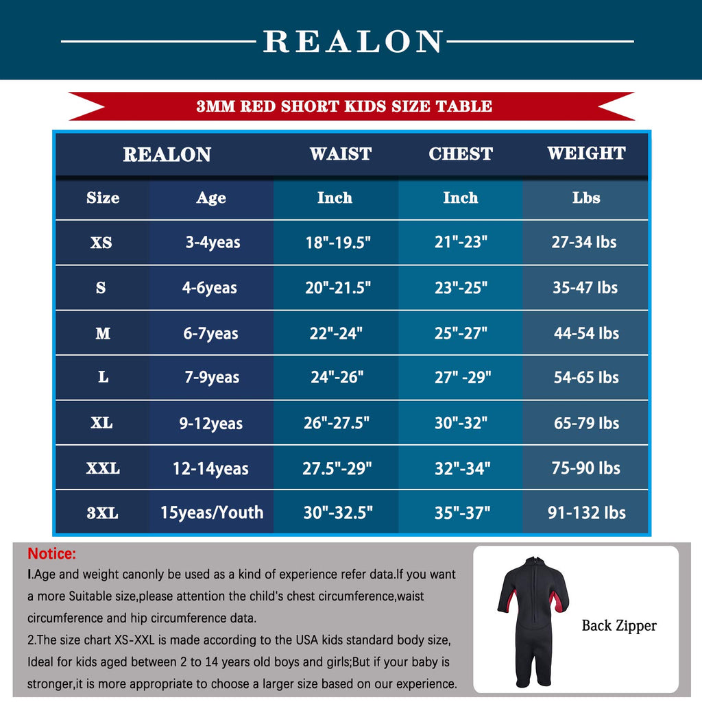 3mm Neoprene Back Zip Kids Wetsuit K2902