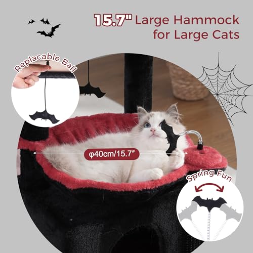 Gothic Cat Tree 32 Inches with Scratching Post, Hammock, and Removable Top Perch N414261