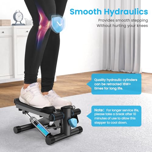 Mini Stepper with Resistance Bands, 330 lbs Capacity, LCD Monitor D322