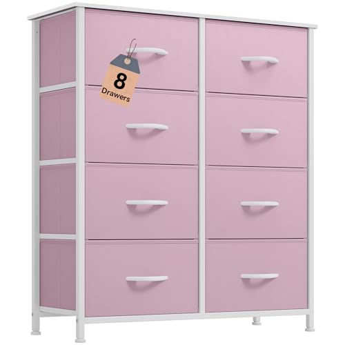 Pink Fabric 8 Drawer Dresser X632718