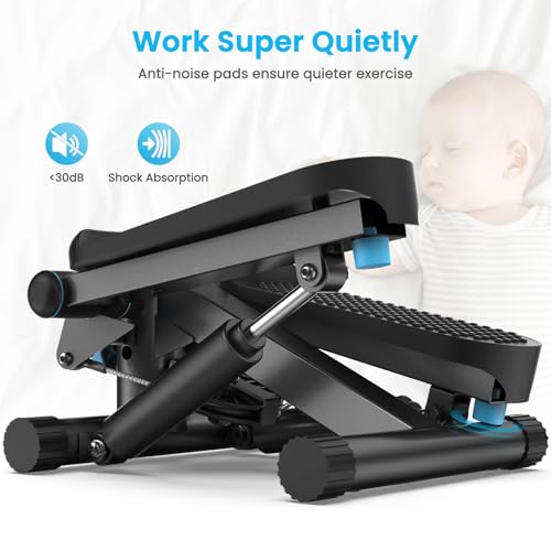 Mini Stepper with Resistance Bands, 330 lbs Capacity, LCD Monitor D322