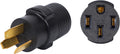 Compact 50 Amp 3 Prong Male Plug to 4 Prong Female Receptacle Power Cord Adapter Connector U28167
