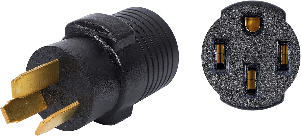 Compact 50 Amp 3 Prong Male Plug to 4 Prong Female Receptacle Power Cord Adapter Connector U28167