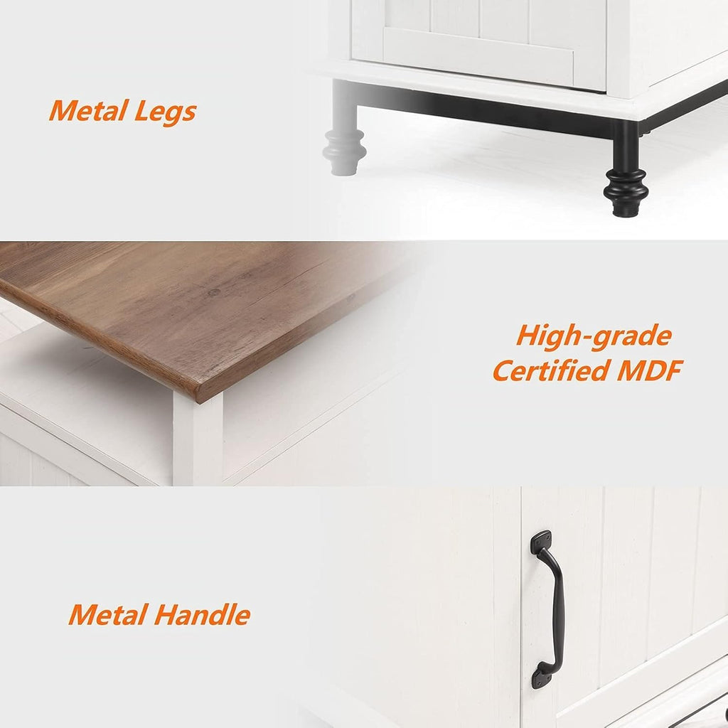 White Oak Nightstand with Storage Shelf and Cabinet A699