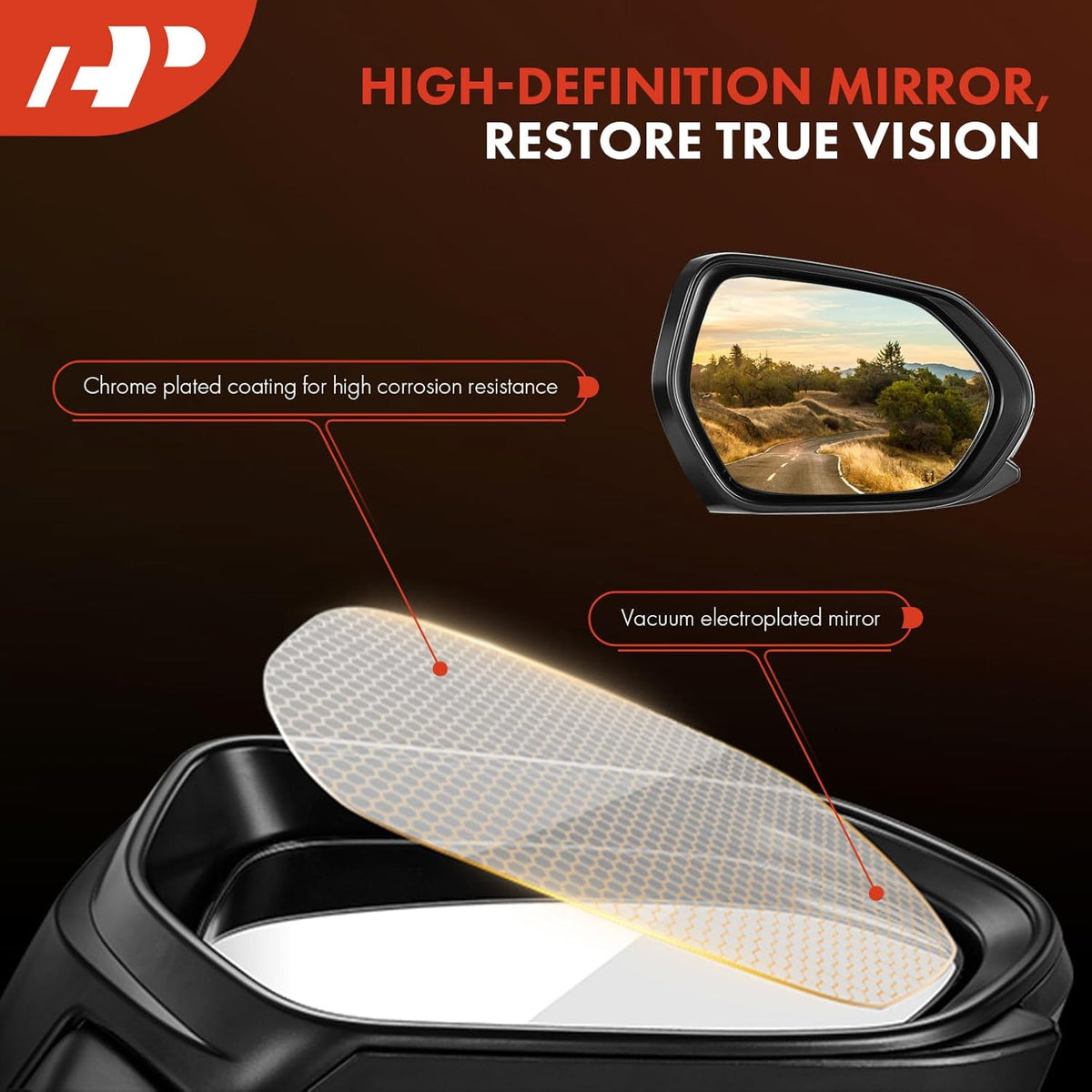 Pair Power Door Mirror Black Non-Heated Manual Folding Outside Rear View Mirror V32388