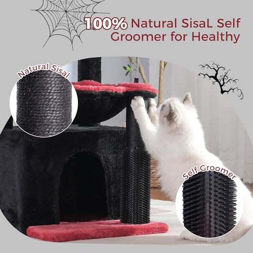 Gothic Cat Tree 32 Inches with Scratching Post, Hammock, and Removable Top Perch N414261