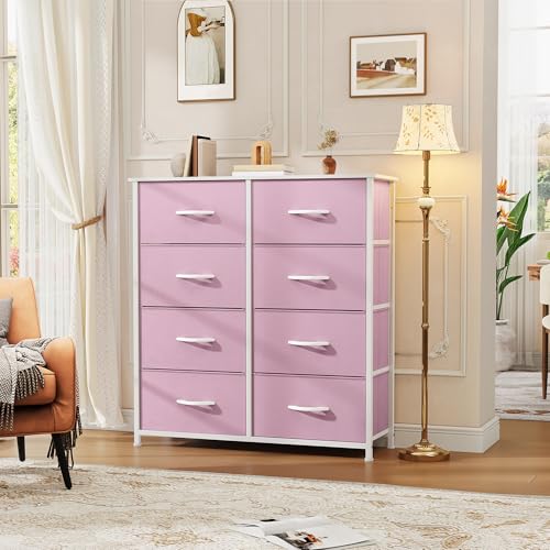 Pink Fabric 8 Drawer Dresser X632718