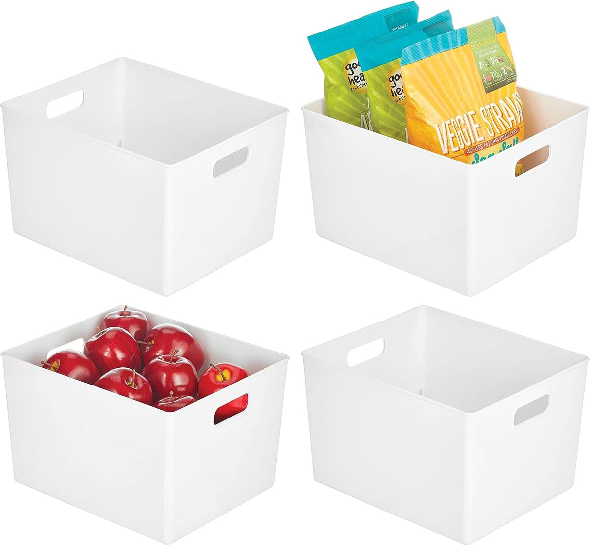 Plastic Storage Organizer Bin 4 Pack White C967296