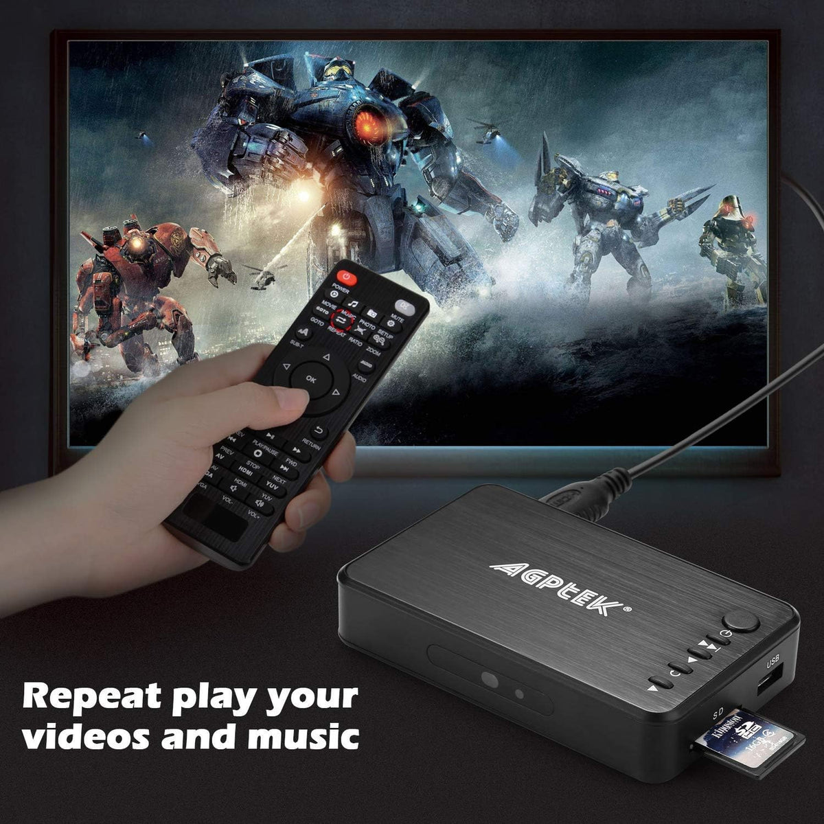 1080P Media Player with Remote Control Pack of 2 B497477