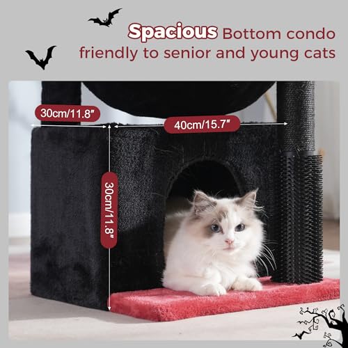 Gothic Cat Tree 32 Inches with Scratching Post, Hammock, and Removable Top Perch N414261