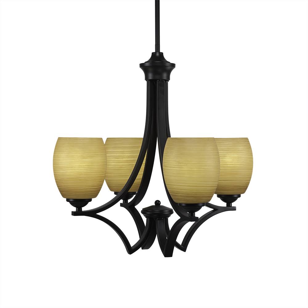 20& Four Light Chandelier Matte Black Finish with Cayenne Linen Glass K642905