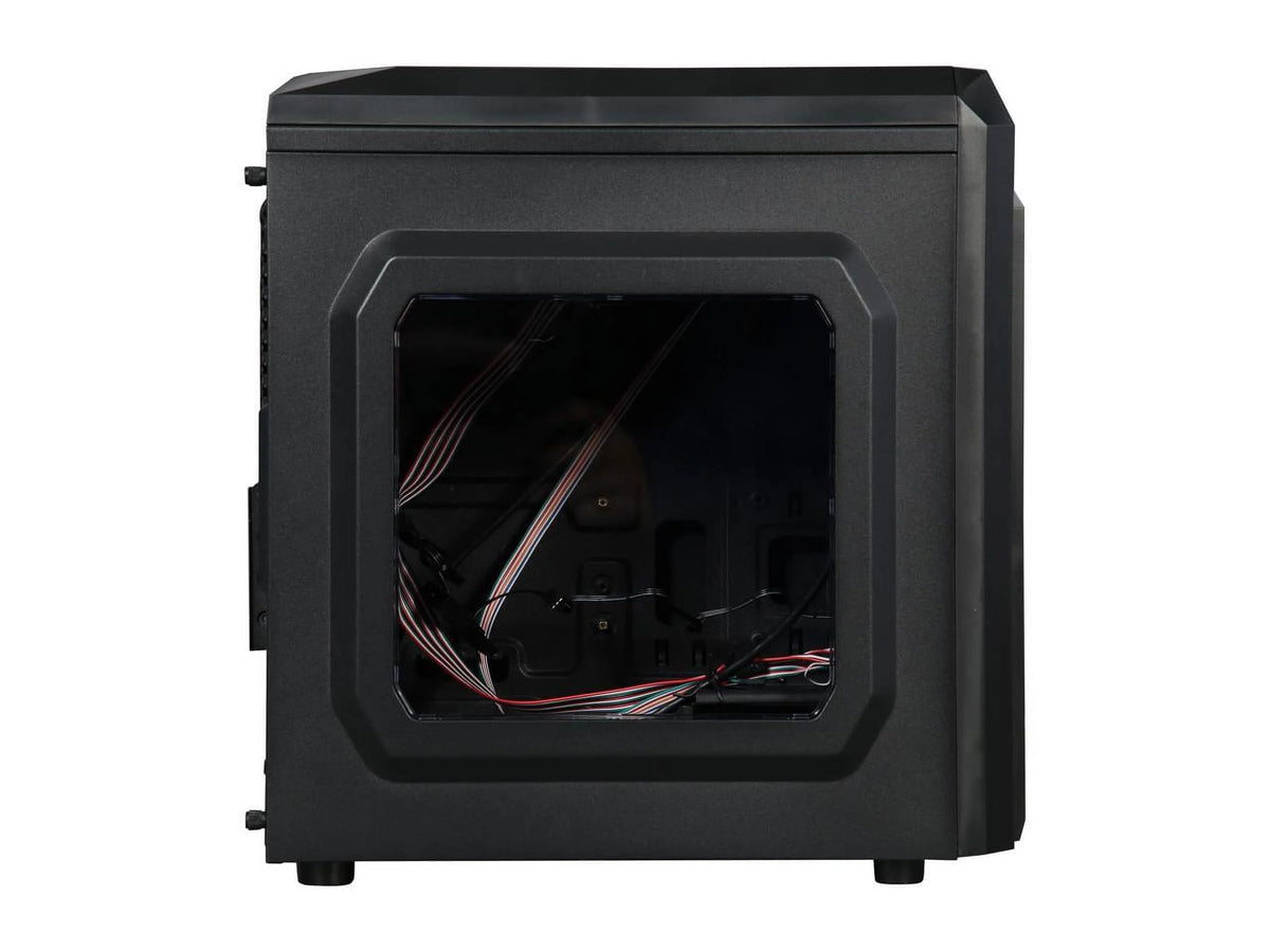 Black/Orange Micro-ATX Mini Tower Computer Case with 2 x Orange LED Fans I36375