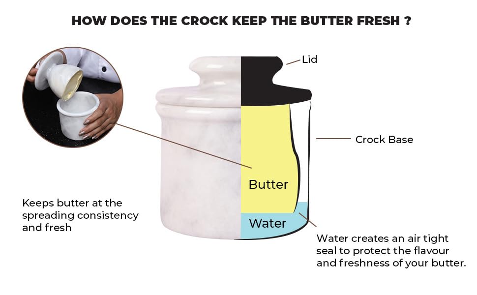 White Marble Butter Crock with Lid N26356