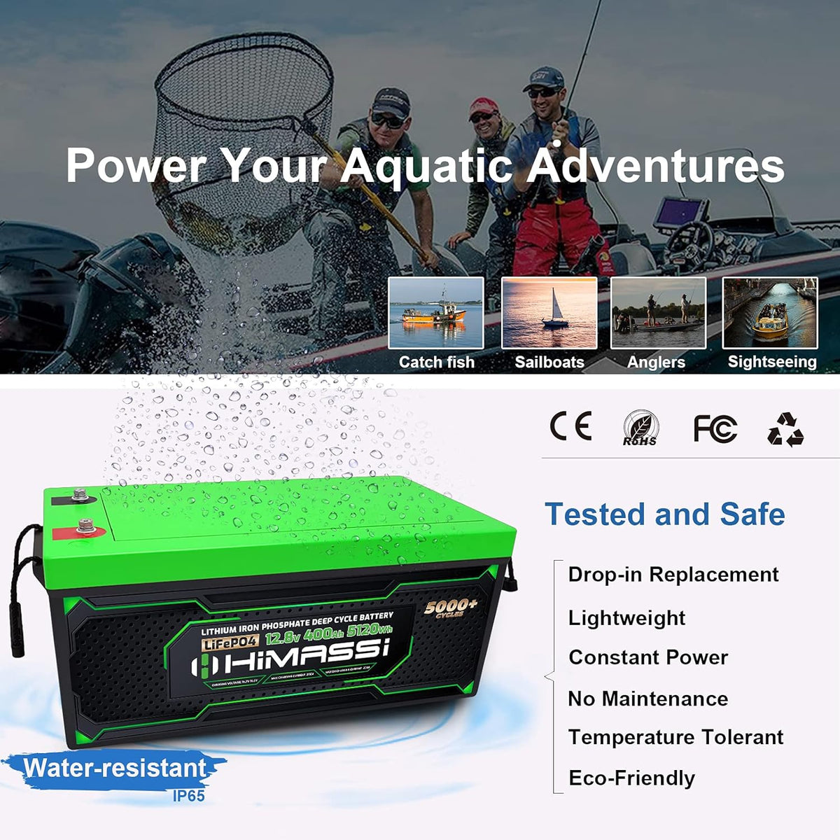 12V 400Ah Lithium Battery with 250A BMS M259318
