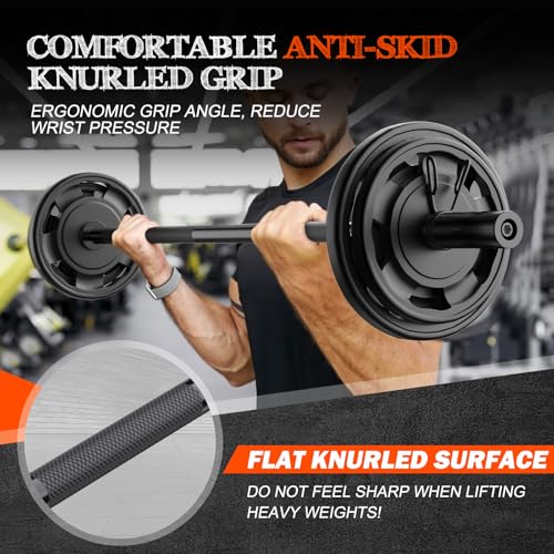 57" Olympic Barbell Bar, 2" Standard Straight Barbell Bars with 2 Spring Collars P210