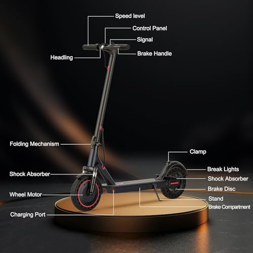 Folding Electric Scooter with 10" Solid Tires, 500W Motor, 22 Miles Long Range O861