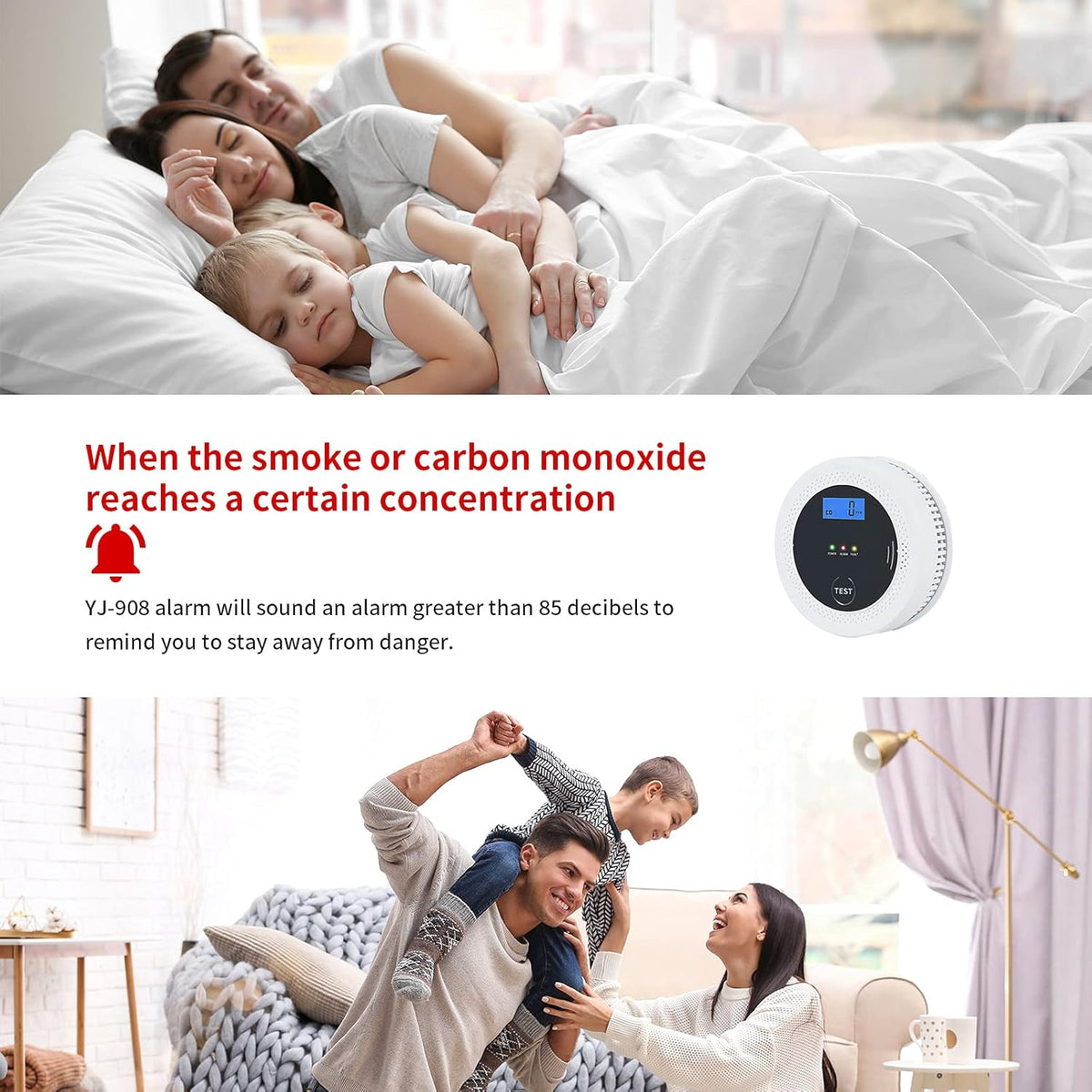 Smoke and Carbon Monoxide Alarm Detector with Photoelectric Sensor S135011