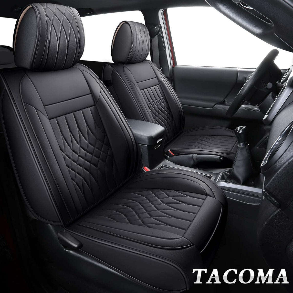 Toyota Tacoma Seat Covers 2005-2022 Crew Double Cab Pickup Airbag Compatible Black T49952