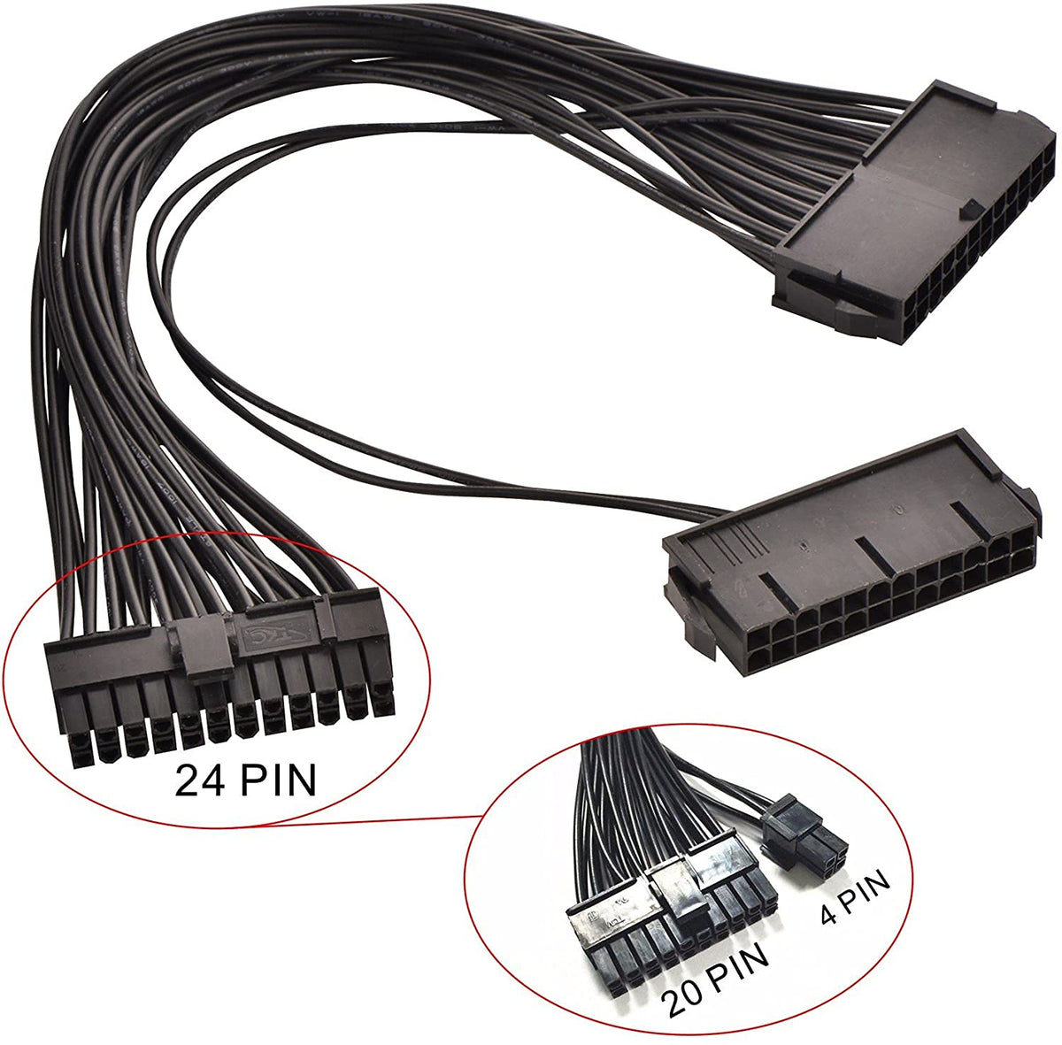 24-Pin ATX Motherboard Cable 20+4 Pin 30cm Black Q435429
