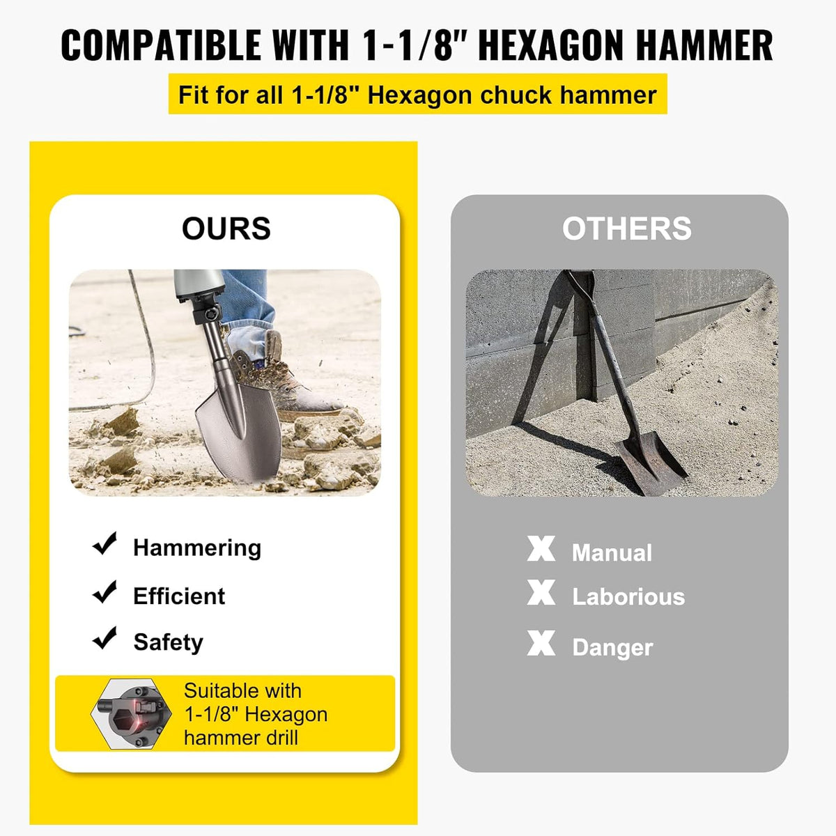 Clay Spade 1-1/8 Hex Jackhammer Bit Pack of 2 Z25361