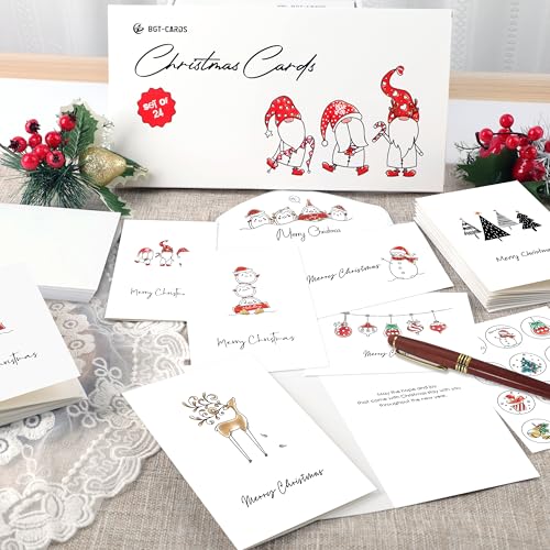 Pack of 24 Merry Christmas Cards with Envelopes, 4" x 6" K165882
