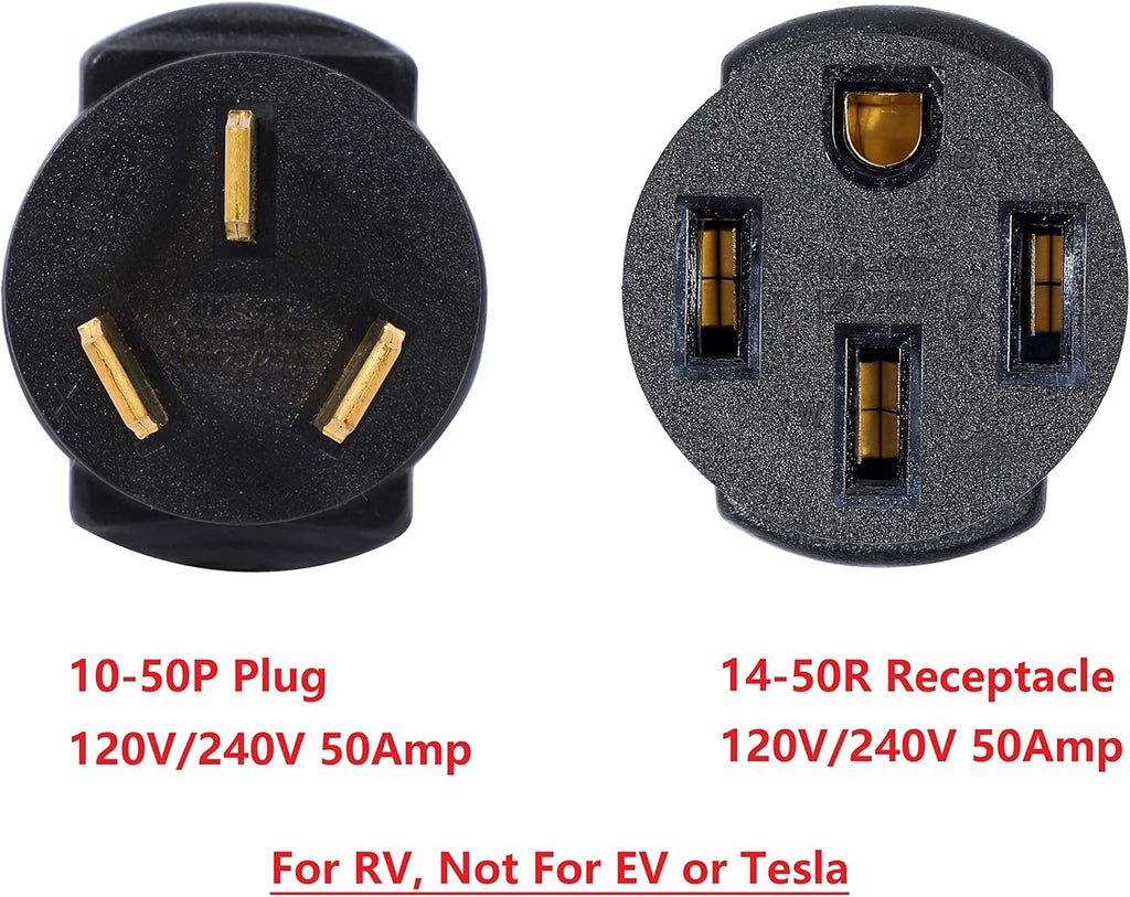 Compact 50 Amp 3 Prong Male Plug to 4 Prong Female Receptacle Power Cord Adapter Connector U28167